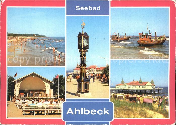 Ahlbeck Ostseebad Strand Konzertpavillon Seebruecke Stranduhr
