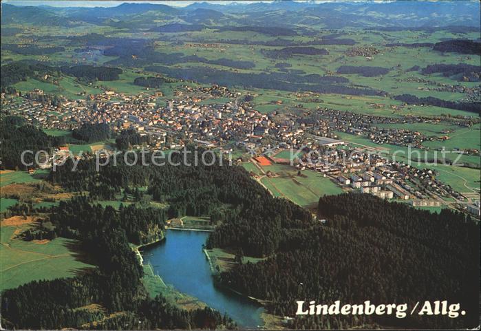Lindenberg Allgaeu mit Waldsee Fliegeraufnahme