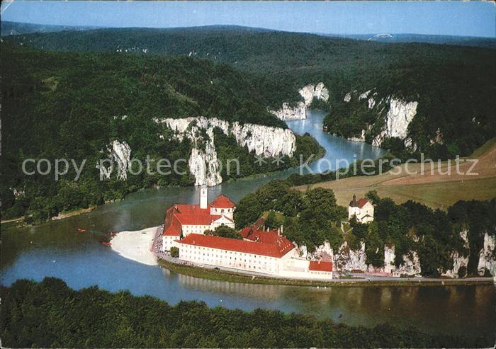 Weltenburg Kelheim Kloster Weltenburg mit Donaudurchbruch Fliegeraufnahme
