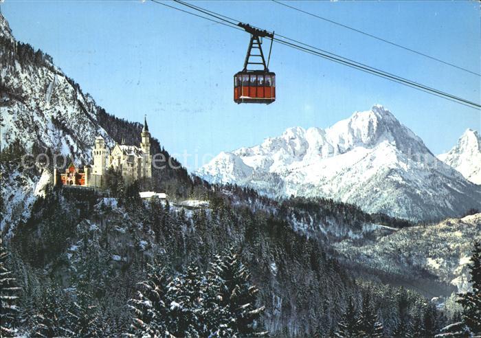 Fuessen Allgaeu Tegelbergbahn Schwangau mit Schloss Schwanstein und Gehrenspitze
