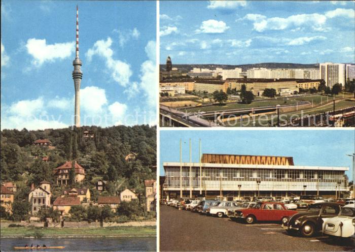DRESDEN Elbe Fernsehturm Wachwitz Stadtblick Hochstrasse Kulturpalast