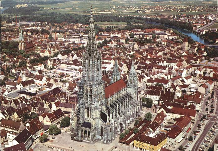 Ulm Donau mit Muenster Fliegeraufnahme