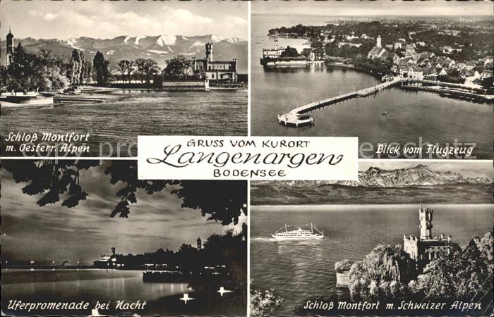 Langenargen Bodensee Schloss Montfort Fliegeraufnahme Uferpromenade bei Nacht Sc