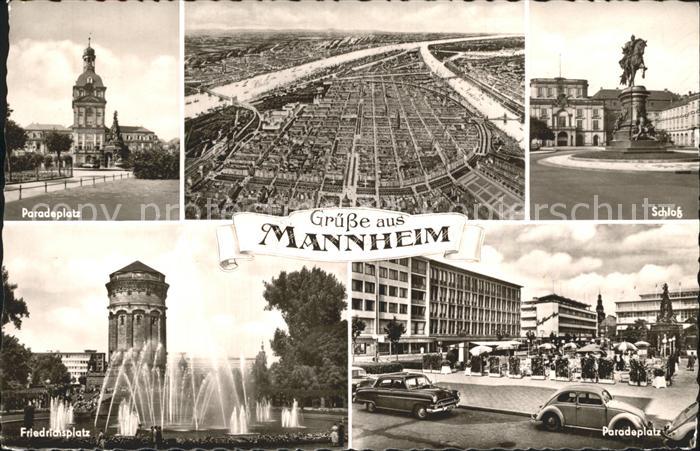 MANNHEIM BW Paradeplatz Fliegeraufnahme Schloss Friedrichsplatz Wasserspiele