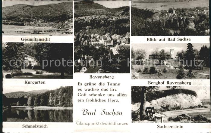 Bad Sachsa Harz Gesamt Ravensberg Stadtblick Kurgarten Berghof Schmelzteich Sach