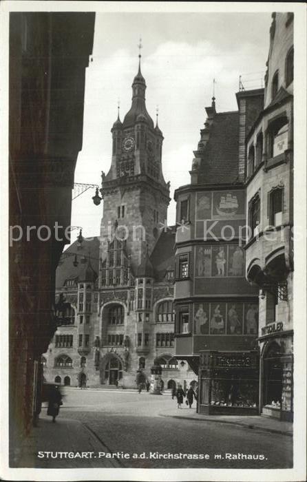 STUTTGART  CITY Partie an der Kirchstrasse mit Rathaus