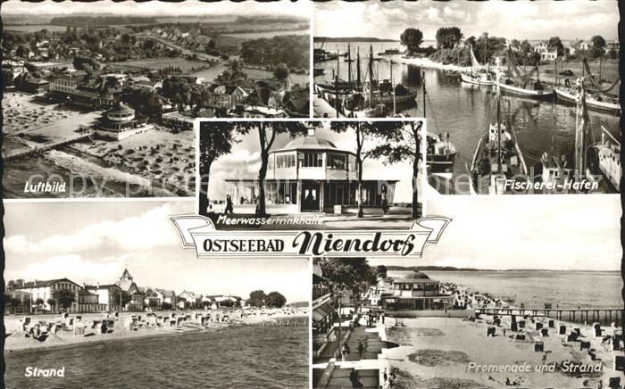 Niendorf Ostseebad Fliegeraufnahme Fischerei Hafen Meerwassertrinkhalle Strand P