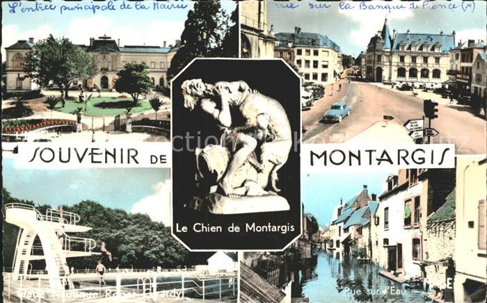 Montargis Loiret Entree principale de la Mairie Rue sur la Banque Stade Nautique