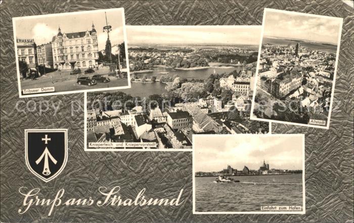 Stralsund Mecklenburg Vorpommern Tribseer Damm Knieperteich mit Vorstadt Altstad