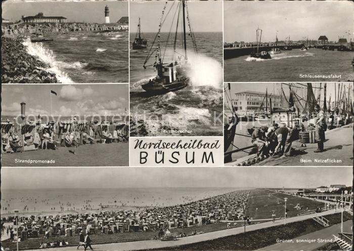 Buesum Nordseebad Sturm Leuchtturm Sturmbrecher Schleusenausfahrt Strandpromenad