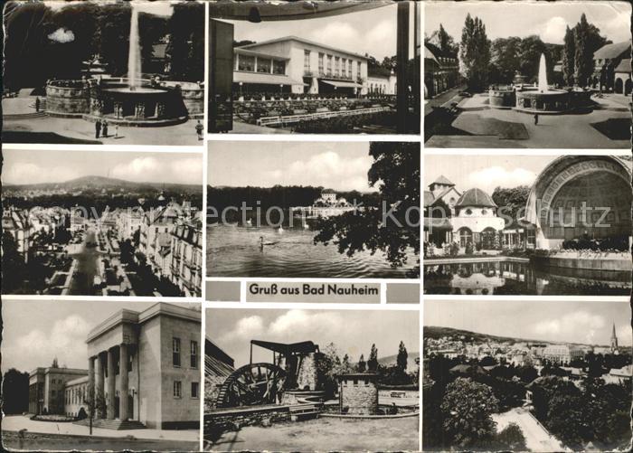 Bad Nauheim Brunnen Kurhaus Panorama Schwanenteich Konzertpavillon Wasserrad Tei