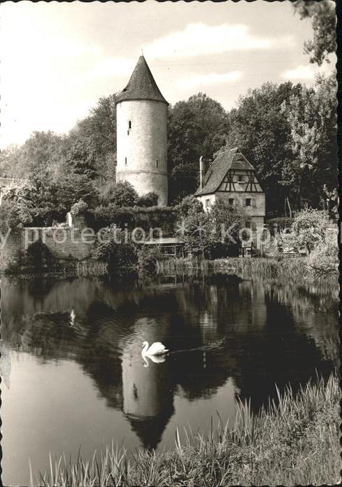 Dinkelsbuehl Faulturm mit Weiher