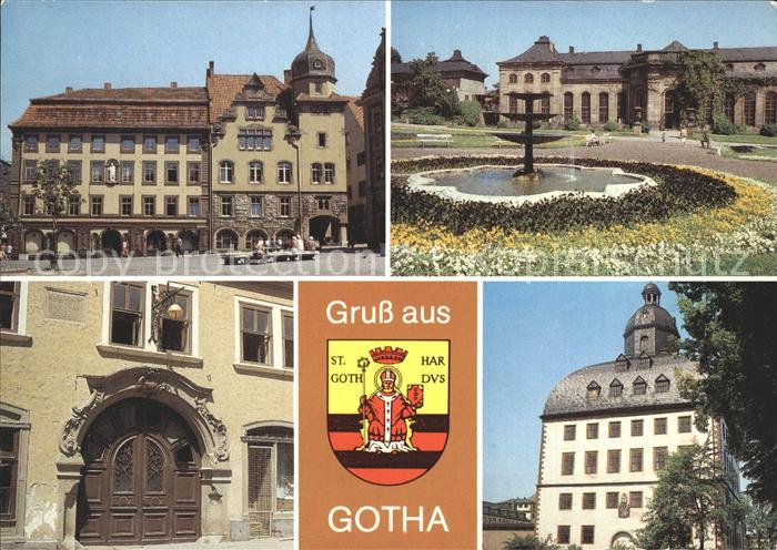 Gotha Thueringen Hauptmarkt Rathaus Orangerie Haus Zur Goldenen Schelle Portal S