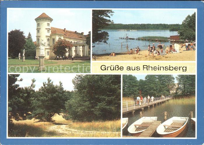 Rheinsberg Schloss mit Seeterrasse Strandbad Grienericksee Heidelandschaft Boots