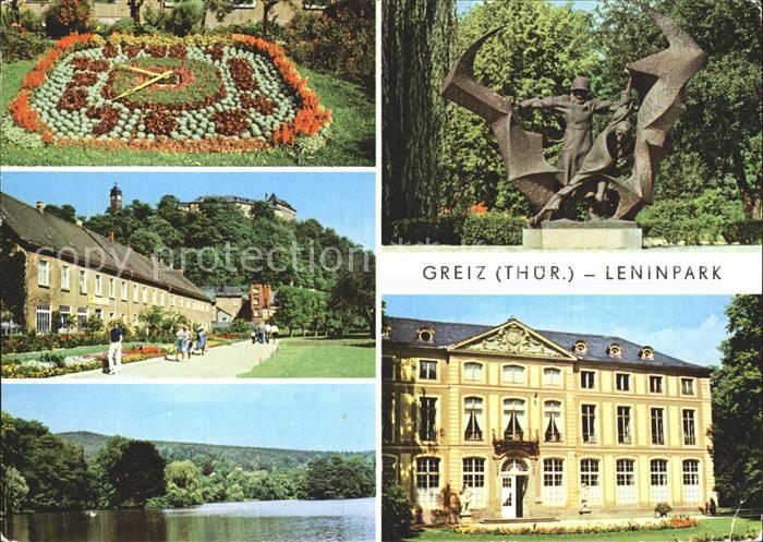 Greiz Thueringen Leninpark Blumenuhrn Oberes Schloss Weisses Kreuz Denkmal Somme