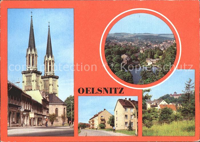 Oelsnitz Vogtland Adorfer Str Kirche Teilansicht Strasse des Friedens Schloss Vo