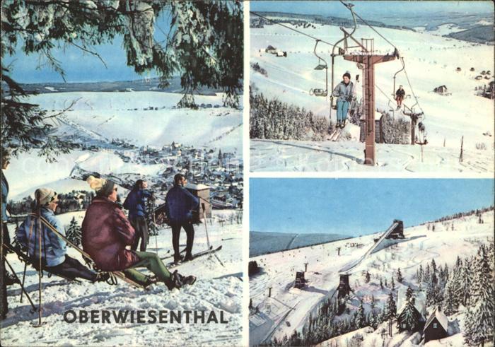 Oberwiesenthal Erzgebirge Teilansicht Skipiste Sessellift Sprungschanze