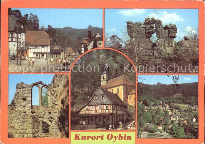 Oybin Sachsen Ortsblick Felsentor auf dem Toepfer Burgruine Am Bergaufgang Schar