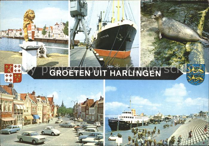 Harlingen Friesland Hafenpartien Ozeandampfer Seehund Teilansicht