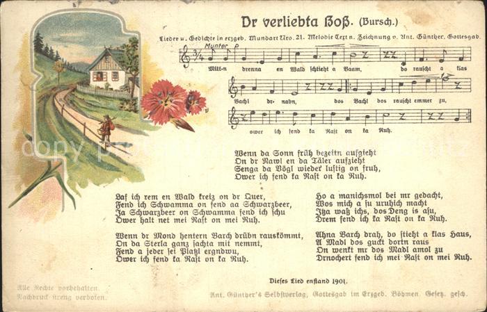 Liederkarte Dr verliebta Boss Erzgebirge Litho