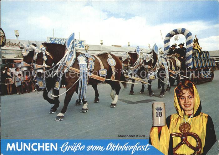 Oktoberfest Münchner Kindl Festwagen-Pferdegespann