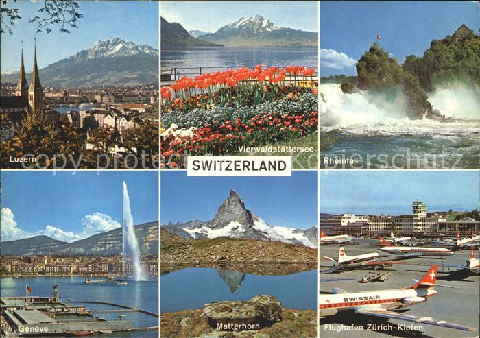 Swissair Flughafen Zuerich-Kloten Rheinfall Matterhorn Geneve