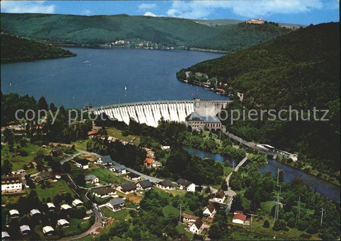 Staudamm Talsperre Hemfurth Staumauer Schloss Waldeck Fliegeraufnahme