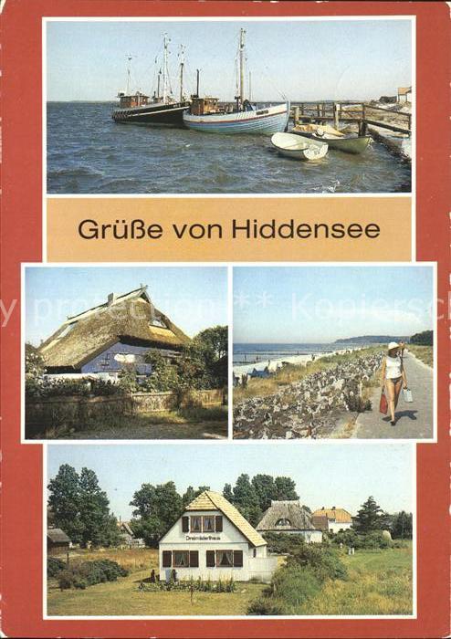 Insel Hiddensee Vitte Hafen Blaue Scheune Duenendamm