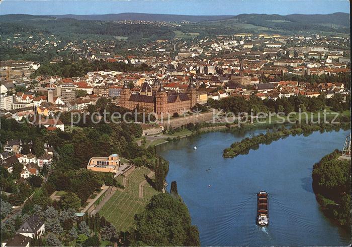 Aschaffenburg Main Fliegeraufnahme mit Pompejanum und Schloss Johannisburg