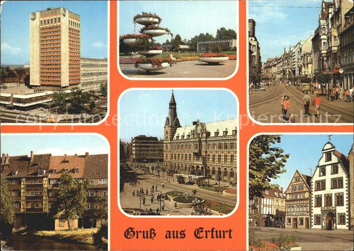 ERFURT CITY Interhotel Kosmos Anger Kraemerbruecke Hauptpostamt