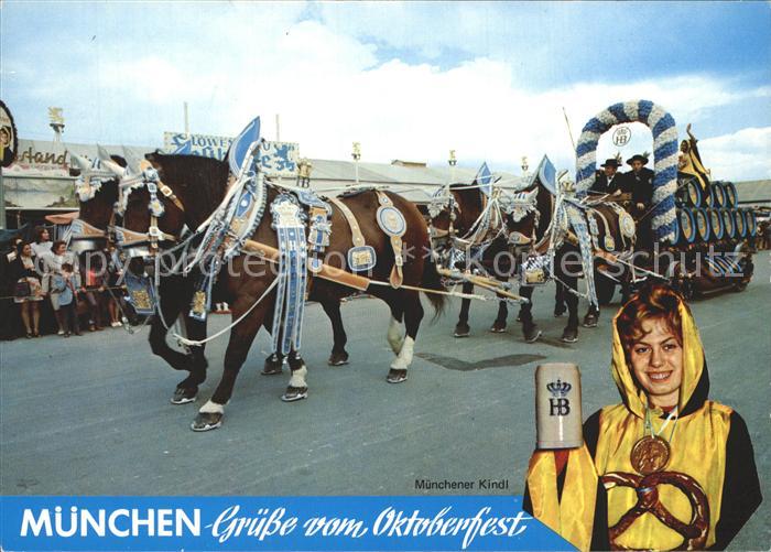 Muenchen Bayern Oktoberfest Festwagen Pferdegespann Wiesen