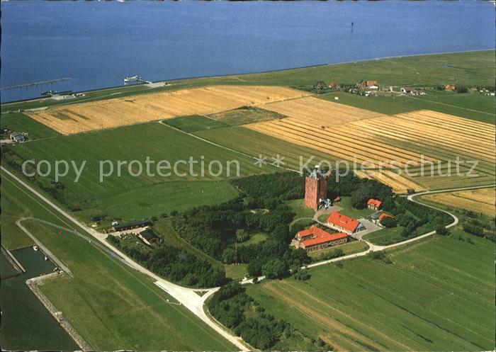 Insel Neuwerk Fliegeraufnahme mit Leuchtturm