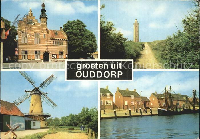 Ouddorp Fischerboote Windmuehle Leuchtturm Rathaus