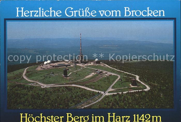 Brocken Harz Fliegeraufnahme mit Sendetuermen