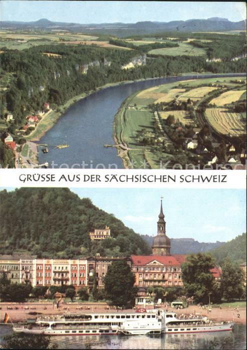 Bad Schandau Blick von der Bastei auf Elbe