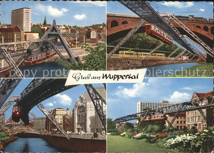 WUPPERTAL NRW Schwebebahn mit Hochhaus der Glanszstoff AG Thalia Therater Neuerw