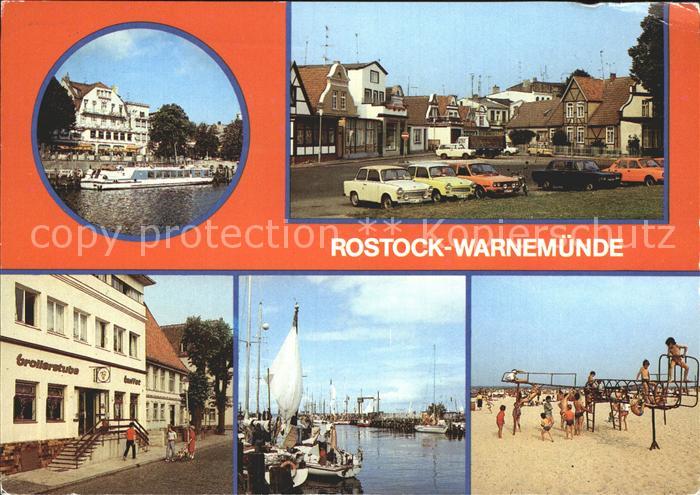 Warnemuende Ostseebad Cafe Atlantik mit Fahrgastschiff Theodor Koerner Strasse A