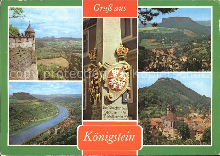 Koenigstein Saechsische Schweiz Elbe Lilienstein Postmeilensaeule