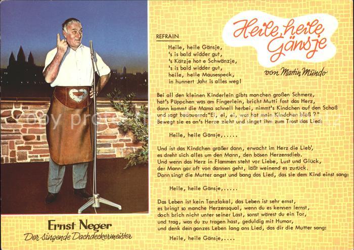 Liederkarte Heile Heile Gaensje Ernst Neger Dachdeckermeister