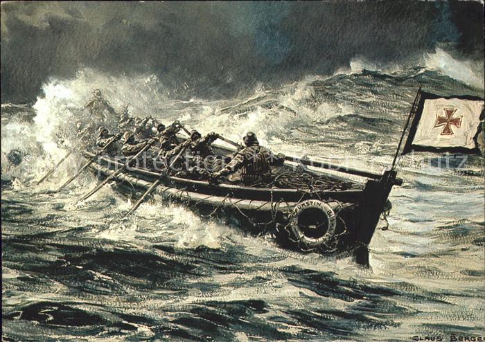 Boote Ruderrettungsboot Fuerstin Bismarck Kuenstlerkarte Claus Bergen