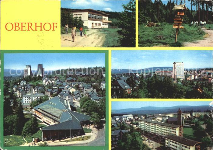 Oberhof Thueringen HOG Schanzenbaude Wegweiser Rennsteig Interhotel Panorama FDG