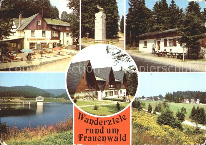 Frauenwald Thueringen Gaststaette Fraubachmuehle Monument am Bohrstuhl Waldbaude