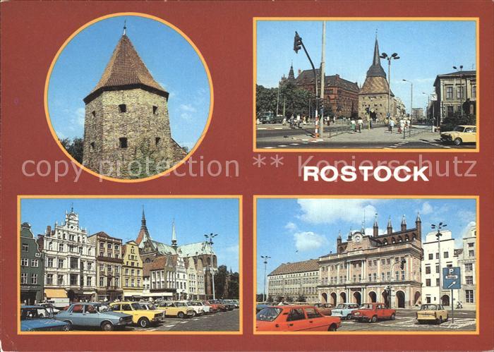 ROSTOCK  CITY Lagebuschturm Steintor Thaelmann Platz Rathaus