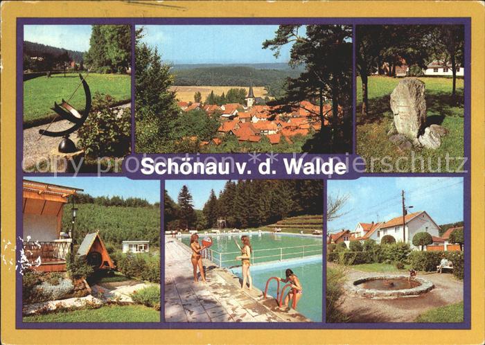 Schoenau Eichsfeld Sonnenuhr Brehmpark Teilansicht Brehm Denkmal Bungalow Waldsc