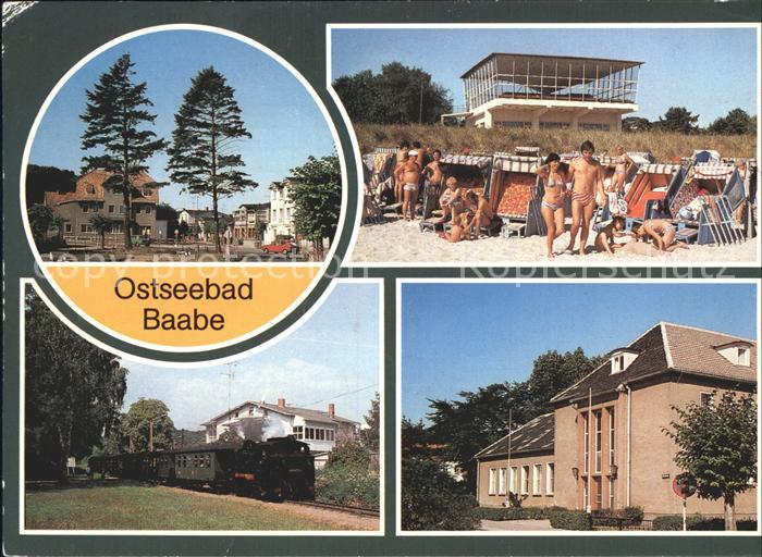 Baabe Ostseebad Ruegen Teilansicht Strand mit HOG Inselparadies Kleinbahn Reichs