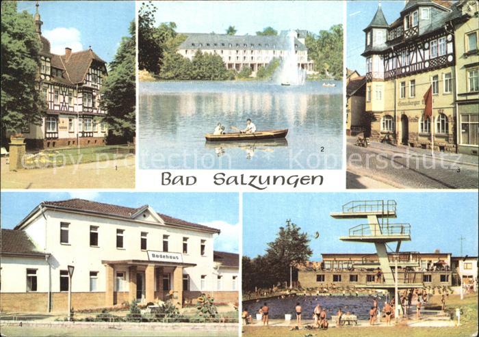 Bad Salzungen Kurbuecherei Kurhaus Burgsee Henneberger Haus Badehaus Schwimmbad