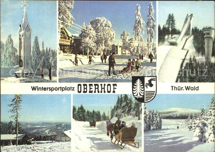Oberhof Thueringen Denkmal Winteridyll Sprungschanze Pferdeschlitten