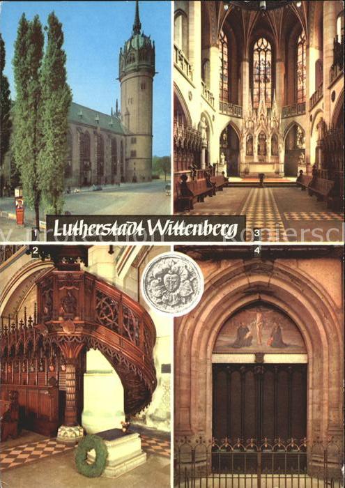 Wittenberg Lutherstadt Schlosskirche mit Thesentuer Luthers Grab in der Schlossk