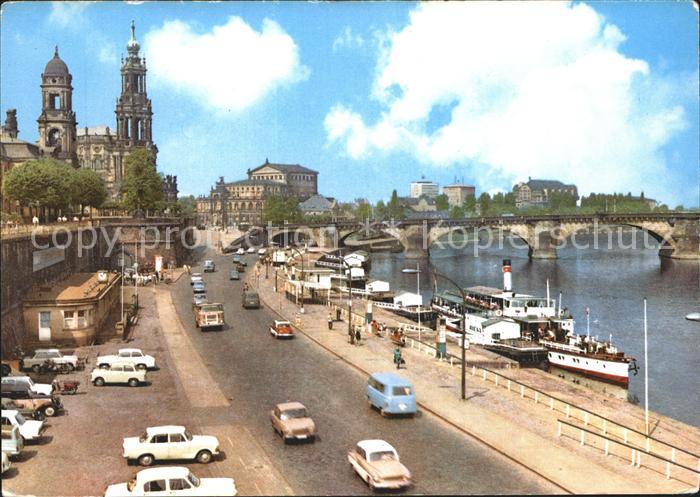 DRESDEN Elbe Bruehlsche Terrasse