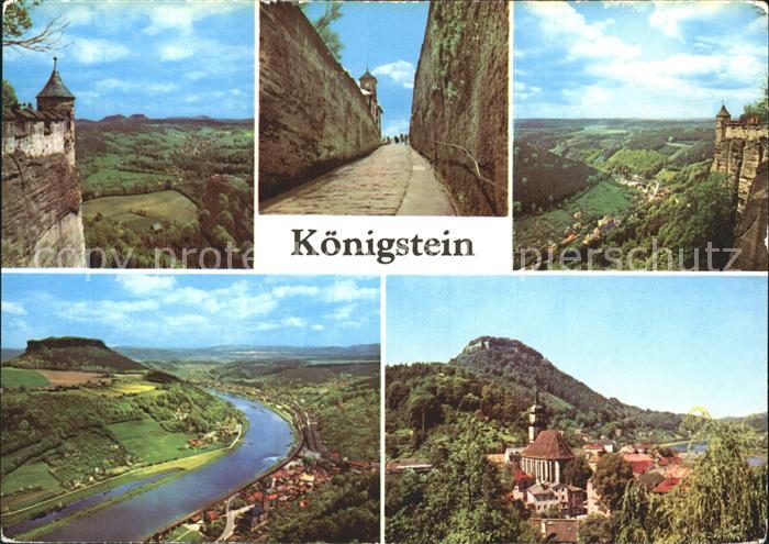 Koenigstein Saechsische Schweiz Blick vom Koenigstein Festungsaufgang Bielatal E